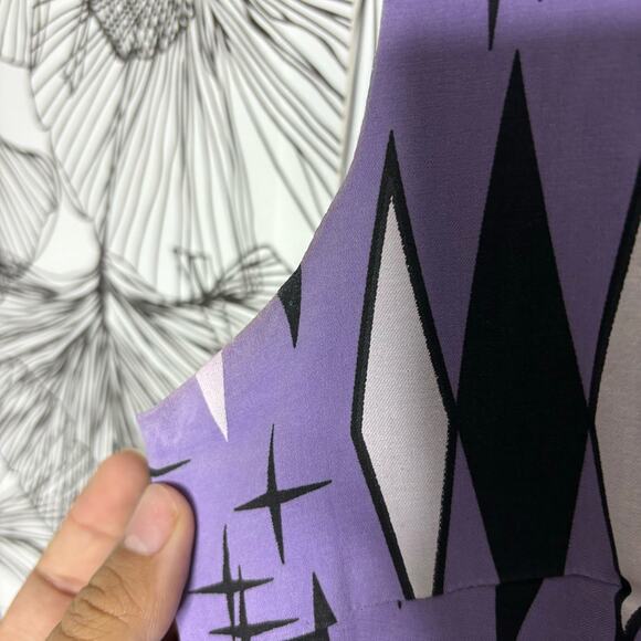 SOURPUSS RETRO DIAMONDS DRESS LILAC Fit and Flare Sleeveless Women’s Size Small - Picture 4 of 14